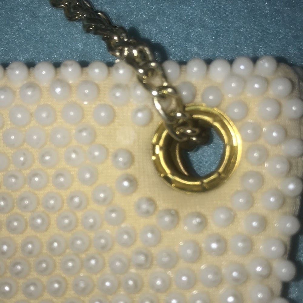 WALBORG vintage hand beaded pearl wristlet with gold chain NEW - Picture 11 of 11